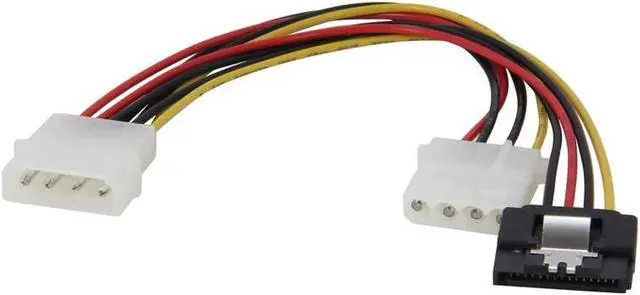 Alt view image 2 of 2 - Vszerda 8 inch Molex 4-pin Power Extension Cable w/ 8" Molex 4-pin Male toSATA Power 15-pin Female latch locking Power Adpater Converter Cable