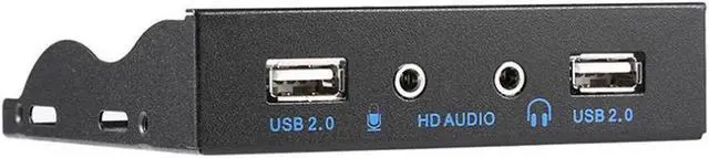 Main image of USB 2.0 Desktop PC Case 3.5" Front Panel Audio, USB 9 Pin to 2 Ports USB 2.0 Female Splitter Hub Floppy Bay Panel w/ HD Stereo Audio & Microphone - 2 Feet 9Pin Cable, Black