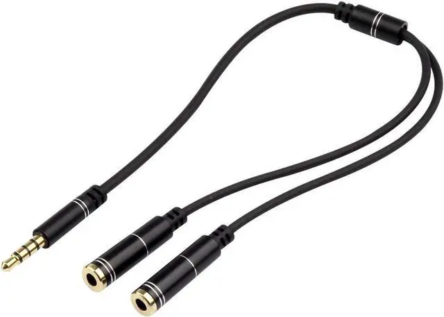 Alt view image 3 of 6 - Audio Cable 3.5mm Jack Headphone Microphone Splitter,4 Pole Male to 2 Female Headset+ Mic Aux Extension Adapter for Android Phone & iPhone
