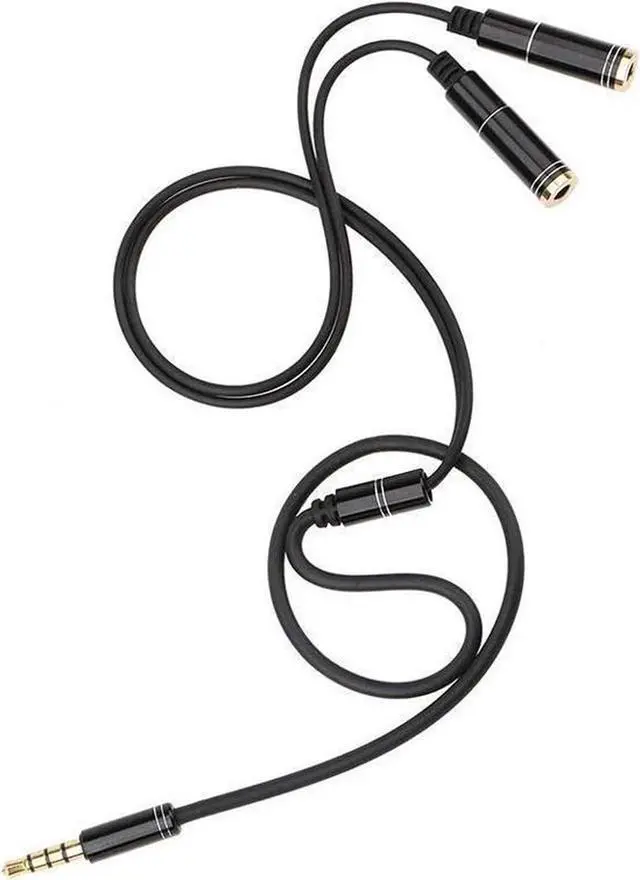 Alt view image 4 of 6 - Audio Cable 3.5mm Jack Headphone Microphone Splitter,4 Pole Male to 2 Female Headset+ Mic Aux Extension Adapter for Android Phone & iPhone