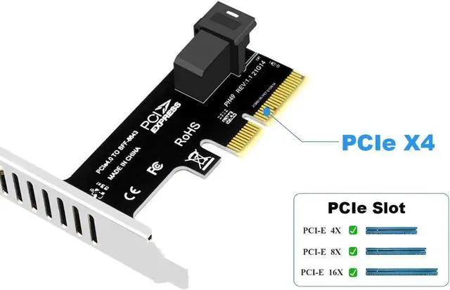 Alt view image 2 of 6 - PCIe X4 to U.2 NVMe SSD Adapter,PCI Express to Mini SAS SFF-8643 Expansion Card w/ SFF8643 to SFF-8639 PCIe SSD Adapter Cable for Mainboard Intel SSD 750 p3600 p3700 - 1.64FT