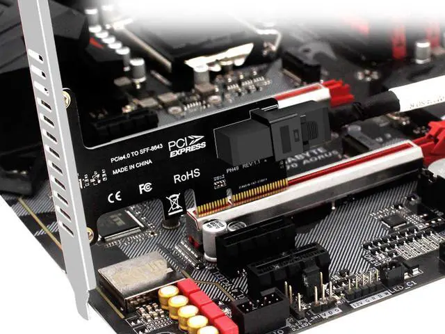 Alt view image 3 of 6 - PCIe X4 to U.2 NVMe SSD Adapter,PCI Express to Mini SAS SFF-8643 Expansion Card w/ SFF8643 to SFF-8639 PCIe SSD Adapter Cable for Mainboard Intel SSD 750 p3600 p3700 - 1.64FT