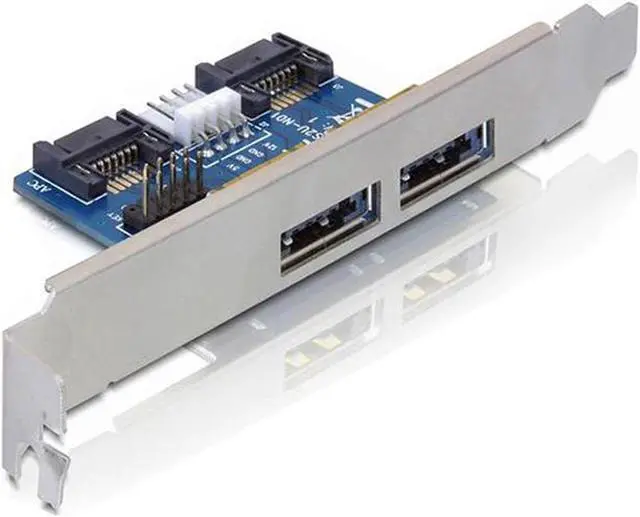 Alt view image 2 of 6 - Desktop 2 Ports SATA to Power eSATA eSATAp 9Pin to USB 2.0 Converter Power by SATA 15pin w/full Profile Bracket Expansion Card