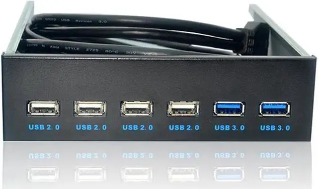 Main image of PC Case 5.25 inch front panel 6 Ports USB Hub,2 Ports USB 3.0 & 4 Ports USB 2.0,2.6ft USB Type A Female to motherboard Adapter Cable