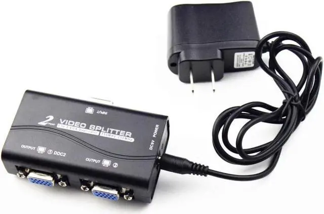 Alt view image 5 of 6 - 1X2 VGA Splitter 1 In 2 Out,2 Ports 250MHz VGA Splitter HUB Support 1920x1440@60Hz Resolution