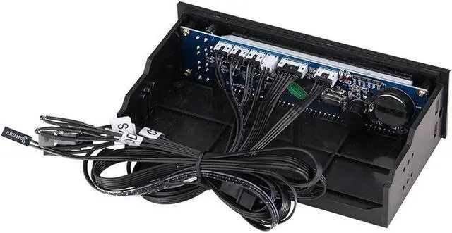 Alt view image 5 of 7 - Computer 5.25" Front Panel Bay 3 Channel automatic temperature CPU Case fan speed controller w/ HDD PC Temp Sensor LED Display