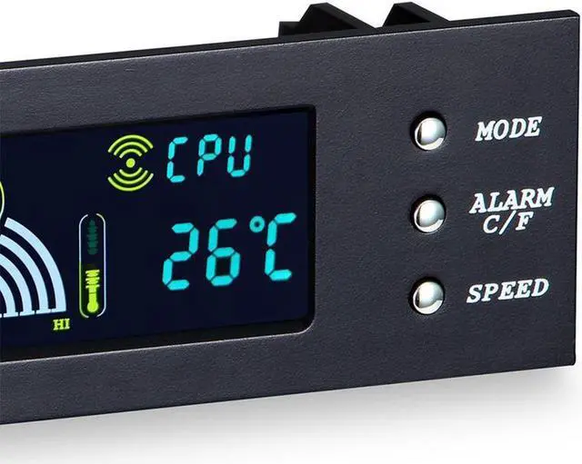Alt view image 2 of 7 - Computer 5.25" Front Panel Bay 3 Channel automatic temperature CPU Case fan speed controller w/ HDD PC Temp Sensor LED Display