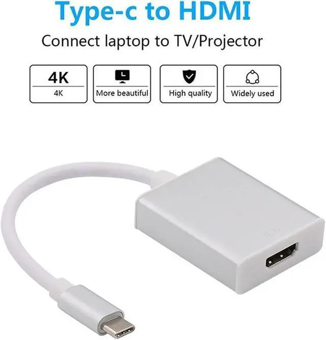Alt view image 4 of 5 - USB C TO HDMI Adapter - USB 3.1 Type C (USB-C) to HDMI 4K2K@30Hz Adapter (Thunderbolt 3), DP Alt Mode Converter w/ Aluminium Case for 2017 MacBook Pro/Samsung Galaxy S8 - Silver