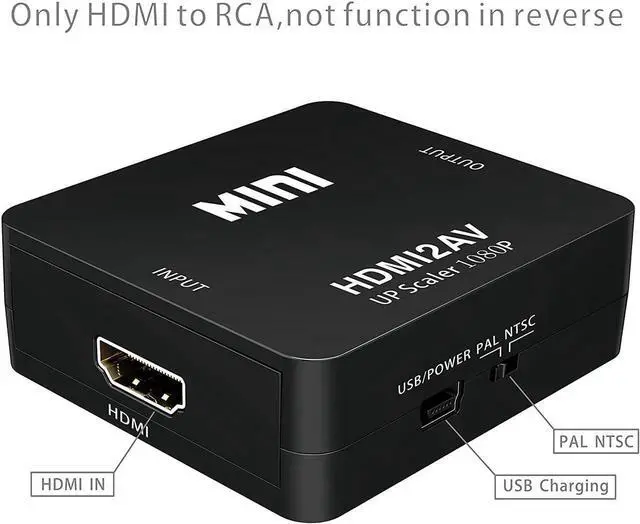 Alt view image 4 of 6 - 1080P HDMI-compatible to AV HDMI-compatible to 3RCA Composite CVBS Video Audio Converter Adapter 3 RCA Support PAL/NTSC for PC Laptop Xbox Blue-Ray PS4 PS3 HD TV STB VHS VCR Comb Camera DVD Color Box