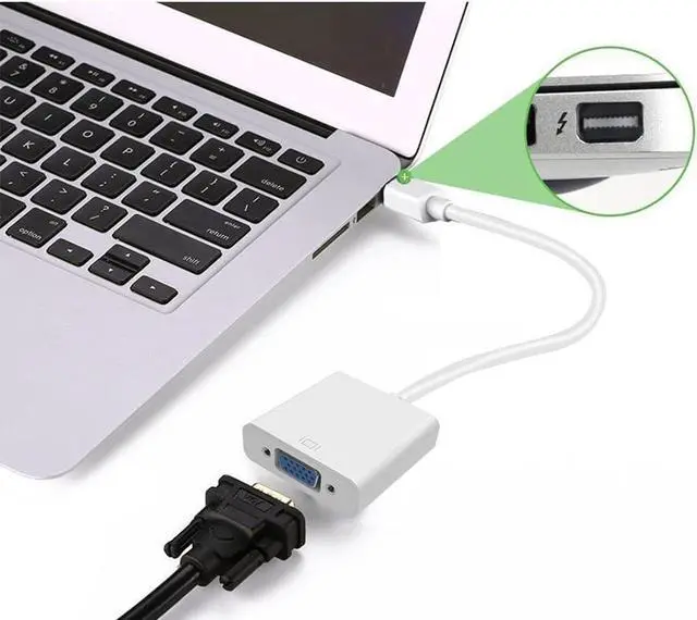 Alt view image 5 of 5 - VGA 1080p Thunderbolt Mini DisplayPort to VGA Active Converter - Mini DP to VGA Adapter - 1920x1200 - MDP to VGA - White