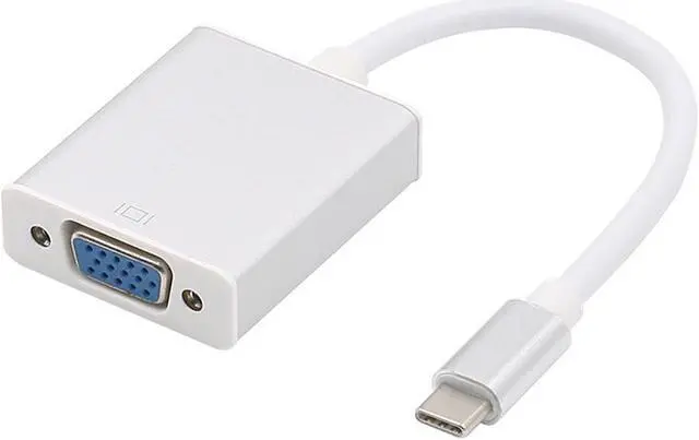 Main image of USB C TO VGA Adapter - USB 3.1 Type C (USB-C) to VGA 1080p Adapter (Thunderbolt 3), DP Alt Mode Converter w/ Aluminium Case for 2017 MacBook Pro/Yoga 920 - Silver