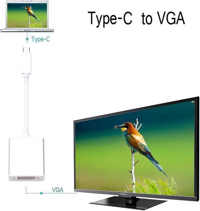 Alt view image 4 of 4 - USB C TO VGA Adapter - USB 3.1 Type C (USB-C) to VGA 1080p Adapter (Thunderbolt 3), DP Alt Mode Converter w/ Aluminium Case for 2017 MacBook Pro/Yoga 920 - Silver