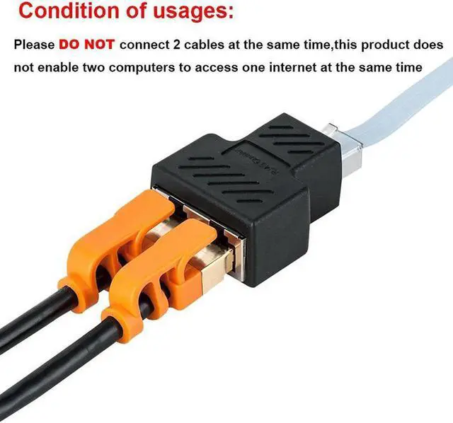 Alt view image 5 of 5 - 1X2 RJ45 Splitter Adapter, RJ45 Female 1 to 2 port Female Ethernet Coupler, 8P8C LAN Network Extender Connector for Cat5, Cat5e, Cat6, Cat7