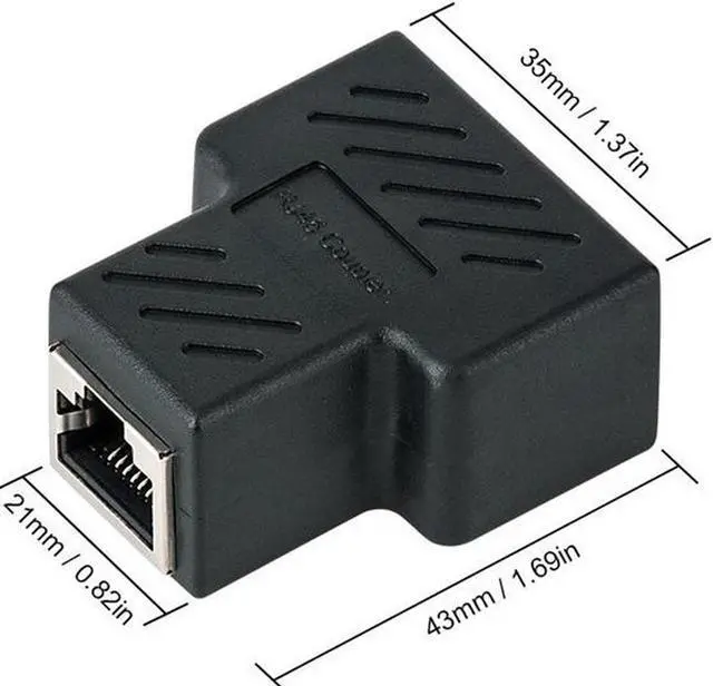 Alt view image 2 of 5 - 1X2 RJ45 Splitter Adapter, RJ45 Female 1 to 2 port Female Ethernet Coupler, 8P8C LAN Network Extender Connector for Cat5, Cat5e, Cat6, Cat7