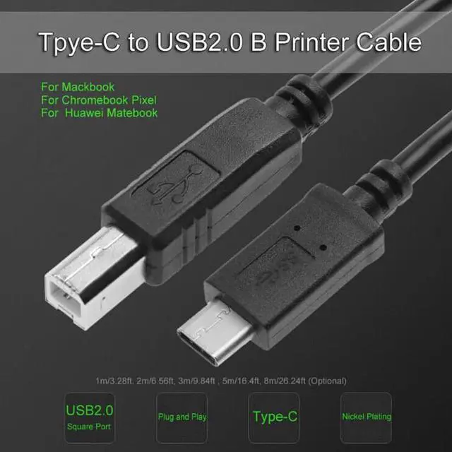 Alt view image 4 of 4 - USB C to USB B Printer Cable, USB 2.0 Type C to Type B Male to Male Cable, Compatible with MacBo
