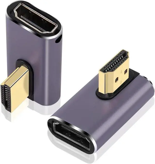 Alt view image 2 of 6 - Vszerda 8K HDTV 90 Degree Adapter (2 Pack), Left & Right Angle HDMI-compatible Connector, UHD 48Gbps Male to Female Extender Support 8K@60Hz 4K@120Hz for Laptop,DVD,UHD TV, Monitors,PS