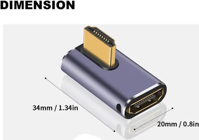 Alt view image 4 of 6 - 8K HDTV 90 Degree Adapter (4 Pack), Up & Down,Left & Right Angle HDMI-compatible Connector, UHD 48Gbps Male to Female Extender Support 8K@60Hz 4K@120Hz for Laptop,DVD,UHD TV, Monitors,PS