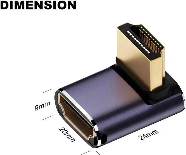 Alt view image 5 of 6 - 8K HDTV 90 Degree Adapter (4 Pack), Up & Down,Left & Right Angle HDMI-compatible Connector, UHD 48Gbps Male to Female Extender Support 8K@60Hz 4K@120Hz for Laptop,DVD,UHD TV, Monitors,PS