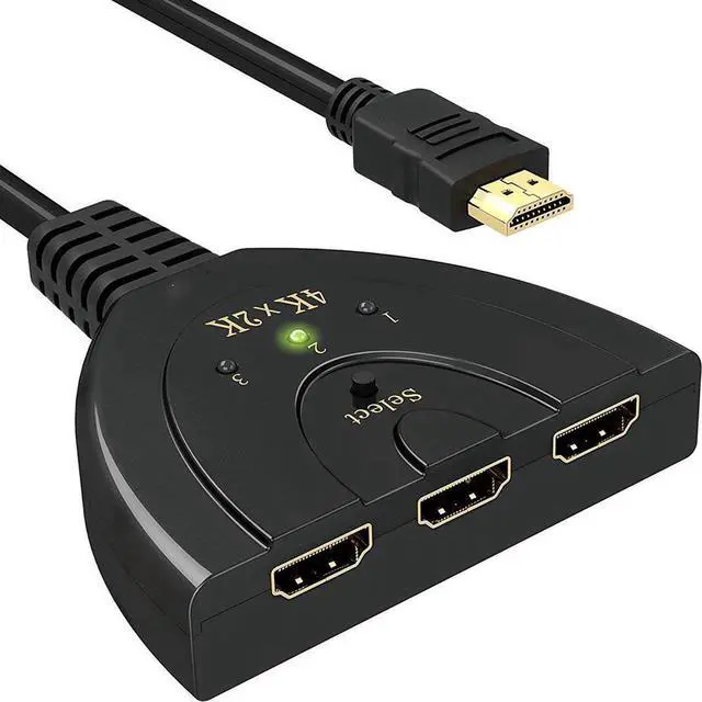 Main image of HDMI Switch, 3 Port 4K HDMI Switch 3x1 Switch Splitter with Pigtail Cable Supports Full HD 4K 1080P 3D Player