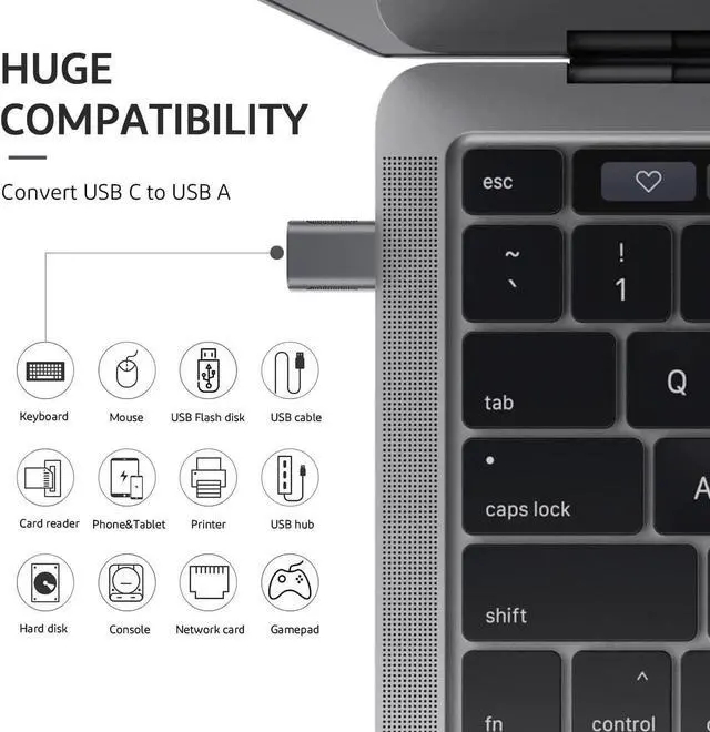 Alt view image 3 of 7 - Upgrade 10Gbps USB C to USB 3.0 OTG Adapter (4 Pack), USB Type C Male to USB A Female, Thunderbolt 4/3 to USB Converter for M-ac-Book Pro/Air, i-Pad, i-Mac and More Type C Devices - Space Grey