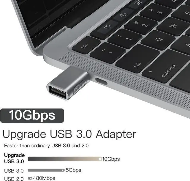 Alt view image 2 of 7 - Upgrade 10Gbps USB C to USB 3.0 OTG Adapter (4 Pack), USB Type C Male to USB A Female, Thunderbolt 4/3 to USB Converter for M-ac-Book Pro/Air, i-Pad, i-Mac and More Type C Devices - Space Grey