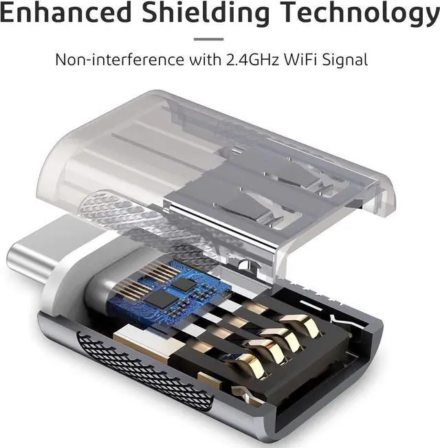 Alt view image 4 of 7 - Upgrade 10Gbps USB C to USB 3.0 OTG Adapter (4 Pack), USB Type C Male to USB A Female, Thunderbolt 4/3 to USB Converter for M-ac-Book Pro/Air, i-Pad, i-Mac and More Type C Devices - Space Grey