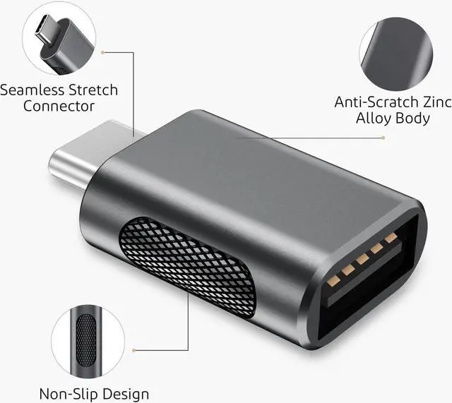 Alt view image 5 of 7 - Upgrade 10Gbps USB C to USB 3.0 OTG Adapter (4 Pack), USB Type C Male to USB A Female, Thunderbolt 4/3 to USB Converter for M-ac-Book Pro/Air, i-Pad, i-Mac and More Type C Devices - Space Grey