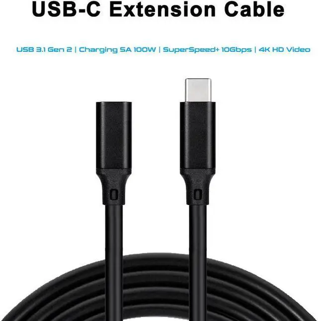 Alt view image 3 of 7 - Vszerda USB C Extension Cable 6.6ft/2M [100W, 20Gbps], USB-C 3.1 Gen 2 USB C to USB C Male to Female 4K Video Cable, Compatible with MacBook Pro/Air, Samsung, Nintendo Switch and More