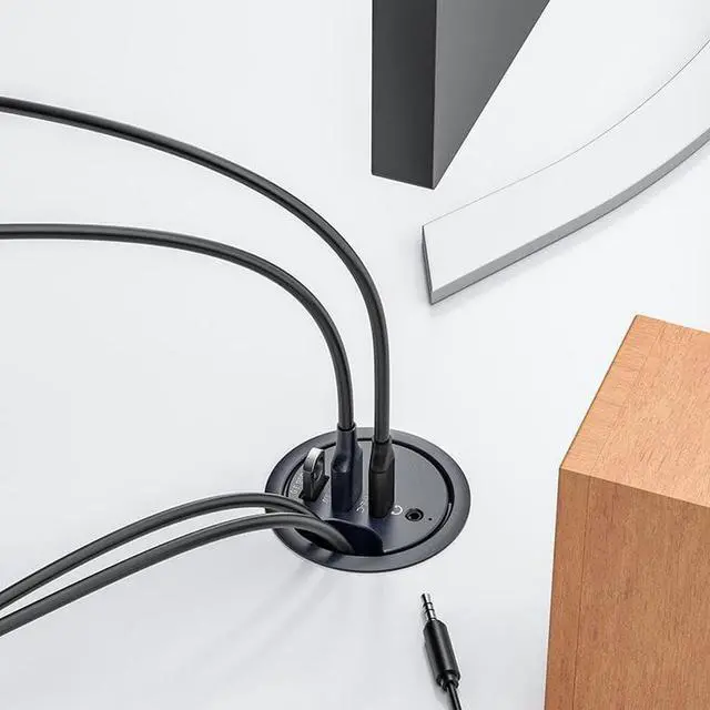 Alt view image 6 of 7 - Desk Grommet USB 3.0 Hub with 2x Type-A (USB 3.0), 1x Type-C Port, 1x 3.5mm Audio Jack, 4.9Ft Long Cord for Diameter 60mm Hole, Desktop Cable Organizer, Home Office PC Accessories