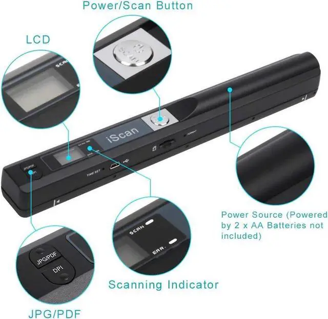 Alt view image 2 of 7 - Portable Scanner iSCAN 900 DPI A4 Document Scanner Handheld for Business, Photo, Picture, Receipts, Books, JPG/PDF Format Selection, Micro SD Card Hand Scanner