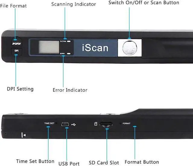 Alt view image 6 of 7 - Portable Scanner iSCAN 900 DPI A4 Document Scanner Handheld for Business, Photo, Picture, Receipts, Books, JPG/PDF Format Selection, Micro SD Card Hand Scanner