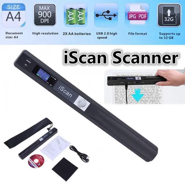 Alt view image 7 of 7 - Portable Scanner iSCAN 900 DPI A4 Document Scanner Handheld for Business, Photo, Picture, Receipts, Books, JPG/PDF Format Selection, Micro SD Card Hand Scanner