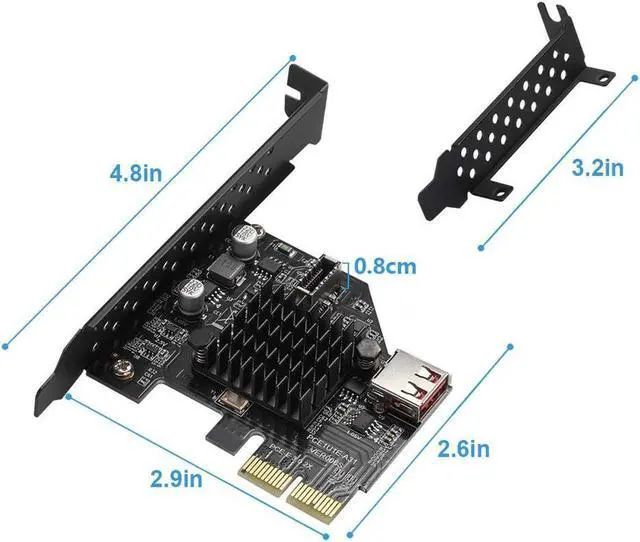 Alt view image 5 of 7 - USB3.1 Gen2 Internal 20-pin Front Panel Connector Expansion Card 10 Gbit/s USB 2.0 PCI Express 3.0 X2 Adapter for Desktop PCs