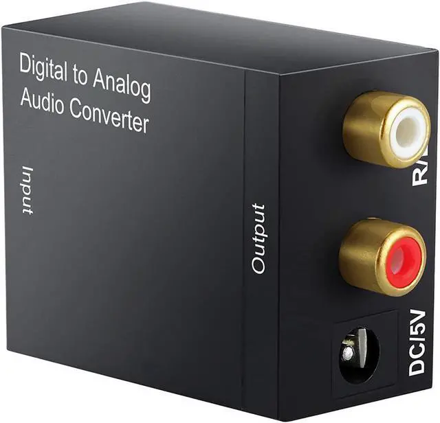 Alt view image 6 of 7 - Digital to Analog Audio Converter Digital Optical (SPDIF/Toslink) and Digital Coaxial to Analog 3.5mm AUX and RCA (L/R) Stereo Audio Converter with Fiber