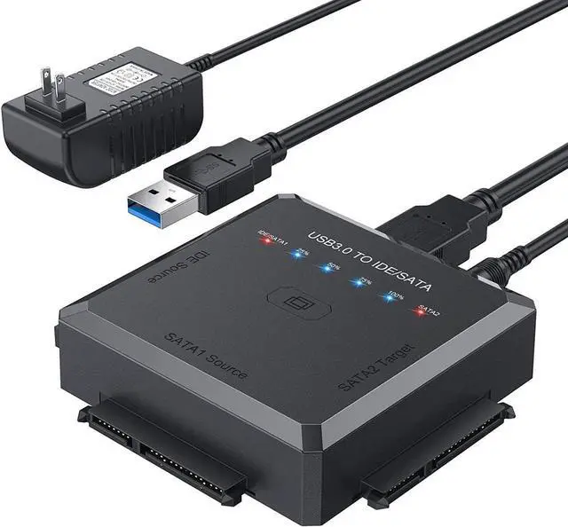 Main image of [Upgraded] Hard Drive Reader - SATA/IDE to USB 3.0 Adapter [One-Click Backup & Progress LED Light] External Hard Drive Adapter Converter for 2.5/3.5 HDD/SSD Hard Drive, Included 12V/2A Power Adapter