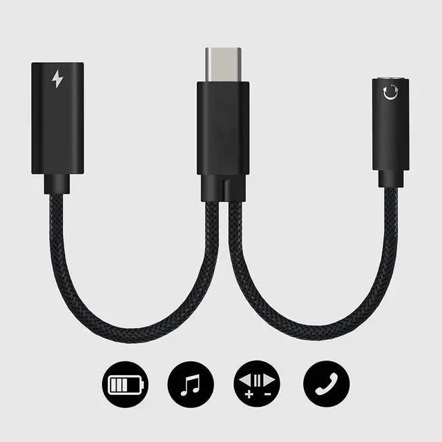 Alt view image 2 of 7 - USB C to 3.5mm Headphone and 60W PD Charger Adapter, 2-in-1 USB C to AUX Mic Jack with USB C PD 60W Fast Charging for Stereo, Earphones, Compatible with Galaxy Note 20/10/S20, Pixel 2/3/4 XL,iPad Pro