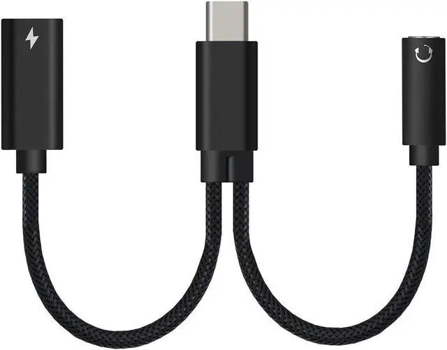 Main image of USB C to 3.5mm Headphone and 60W PD Charger Adapter, 2-in-1 USB C to AUX Mic Jack with USB C PD 60W Fast Charging for Stereo, Earphones, Compatible with Galaxy Note 20/10/S20, Pixel 2/3/4 XL,iPad Pro