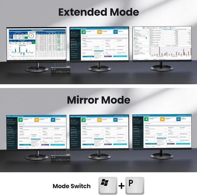 Alt view image 3 of 7 - Triple Monitor KVM Switch for 3 Computers, HDMI 8K@60Hz/4K@120Hz, DP 8K@30Hz/4K@144Hz,1 HDMI & 2 DisplayPorts KVM Switches 3 PC 3 Monitors with 4 USB 3.0 Ports - Wired Remote & 3 USB Cables Included