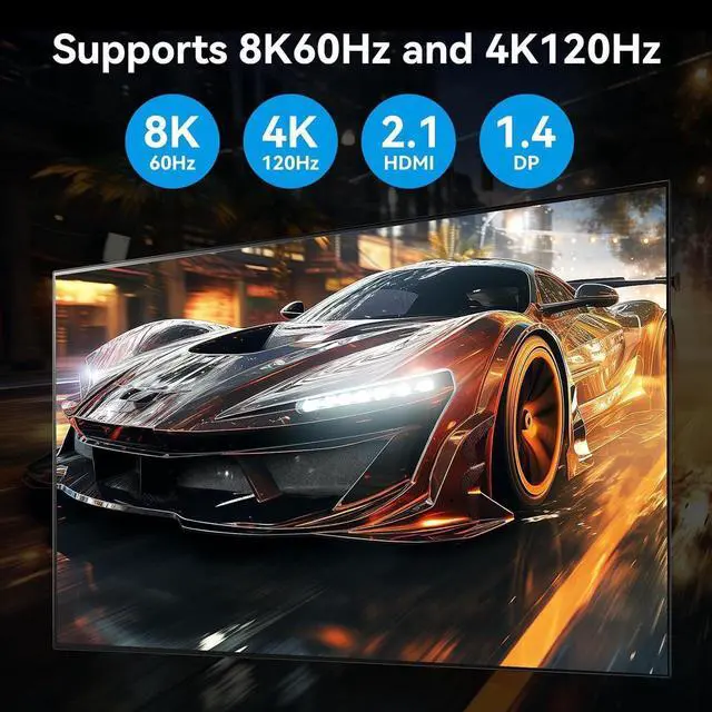 Alt view image 6 of 7 - 8K@60Hz HDMI+2 Displayport KVM Switch 3 Monitors 2 Computers 4K@120Hz USB 3.0 2 DP + HDMI KVM Swtiches Triple Monitor for 2 PC Share 1 Set of Keyboard Mouse Printer Hard Disk Etc Support Extended Mode