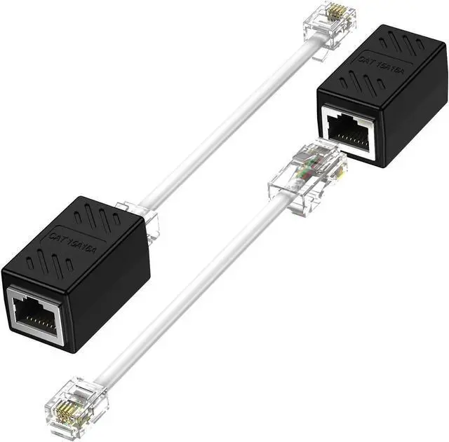 Main image of Vszerda RJ45 Female to RJ11 Male Adapter (2 Pack) Ethernet to Phone Line RJ45 8P8C Female to RJ11 6P4C Male Converter Adapter Cable