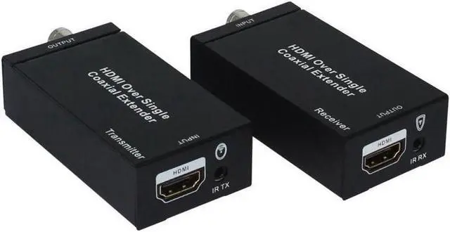 Alt view image 2 of 6 - 1080P HDMI Over Single Coaxial Extender (Transmitter + Receiver) with IR Coaxial Cable, Signal Range up to 100m