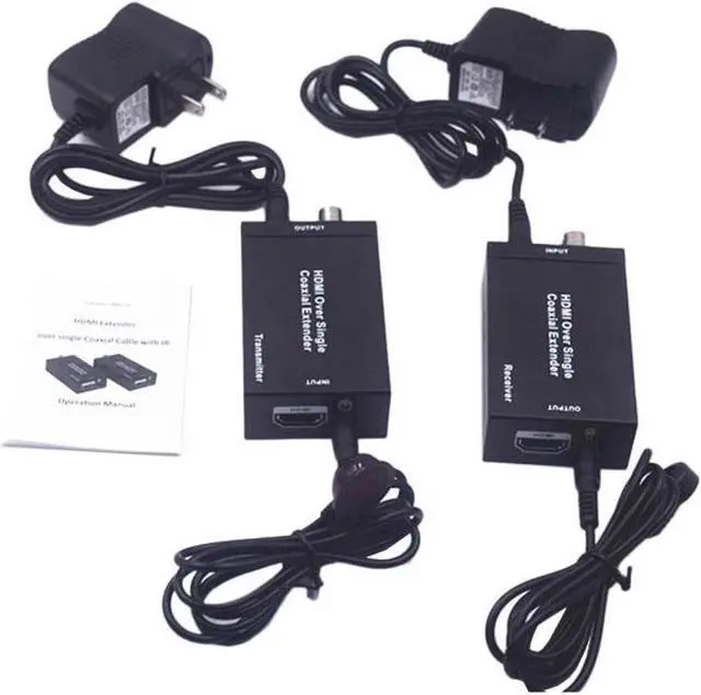 Alt view image 4 of 6 - 1080P HDMI Over Single Coaxial Extender (Transmitter + Receiver) with IR Coaxial Cable, Signal Range up to 100m