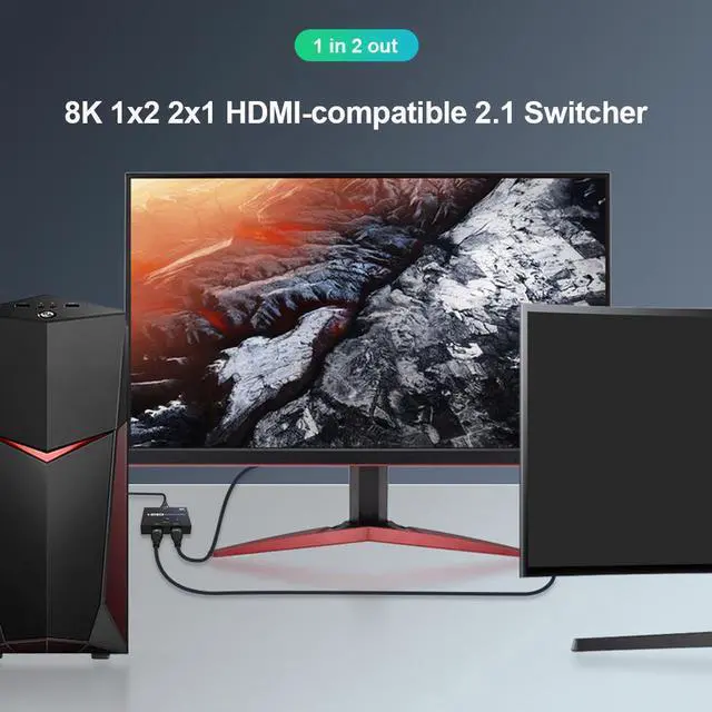 Alt view image 3 of 7 - HDMI 2.1 Ultra HD High Speed 48Gbps Directional Switch Bi-Direction 1x2 2x1 8K@60Hz 4K@120Hz Splitter Converter