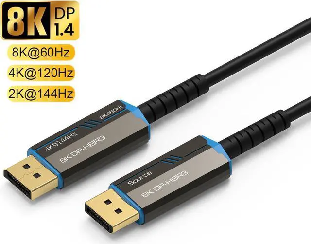Main image of 8K Fiber DisplayPort Cable 33Feet,Fiber Optic Displayport 1.4 Cable Supports 8K@60Hz, 4K@144Hz, High Speed 32.4Gbps,Slim and in-Wall Safe Fiber DP to DP Cable 33 ft.