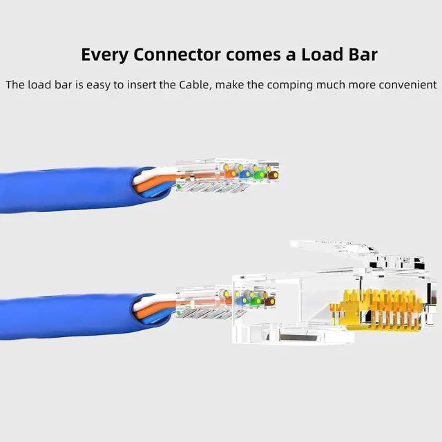 Alt view image 6 of 7 - RJ45 Connectors, Standard Modular Plugs, UTP Gold-Plated 2 Pieces Suit CAT6 RJ45 8P8C Crimp End for Ethernet Cable, Support POE/POE+ / POE++, 100/Pack