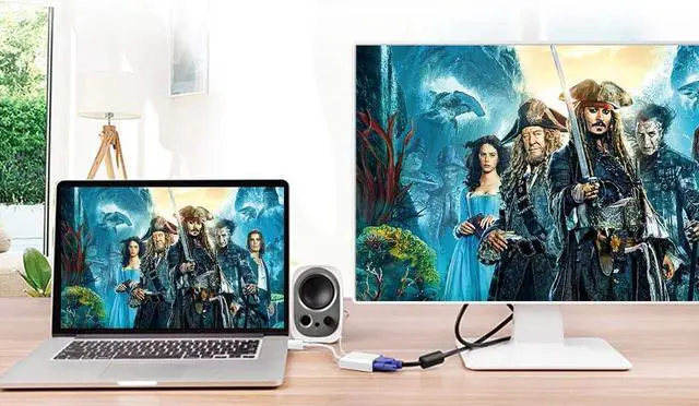 Alt view image 6 of 7 - HDMI to VGA Adapter with 3.5mm Audio Jack, HDMI Male to VGA Female Active Video Converter Support Notebook, PC, Laptop, DVD Player, HDTV Projectors, Chromebook, Xbox And more - Black