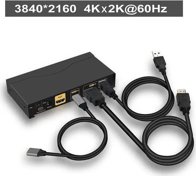 Alt view image 2 of 7 - CKLau 4K@60Hz 2 Port KVM HDMI + USB-C with Audio and Cables, HDMI KVM Switch USB C for 2 Mac/Computers/Mobile Phone Sharing Monitor Keyboard Mouse