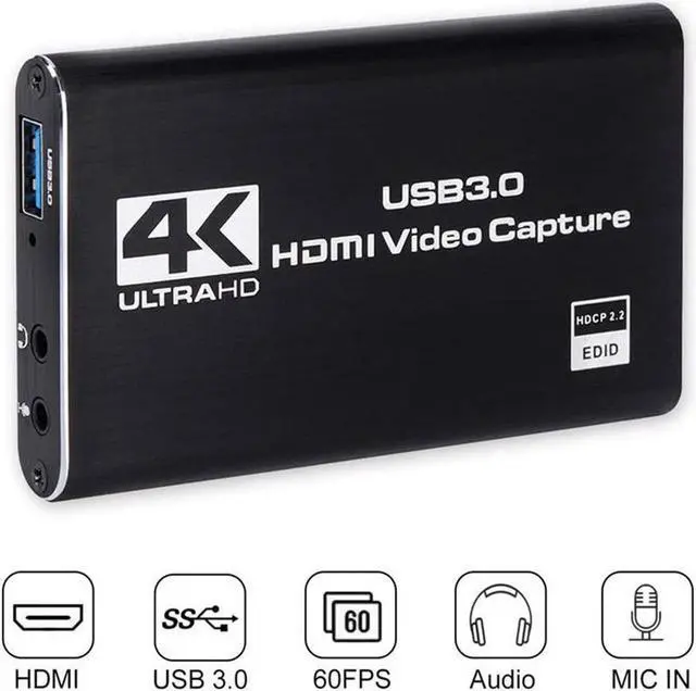 Alt view image 3 of 7 - Video Capture Card, 4K USB 3.0 Video Capture Card 1080P 60fps Video Grabber Record HDMI 4K Loopout Support PS3/ PS4 /Xbox One/DSLR/Camcorders/Action Cam