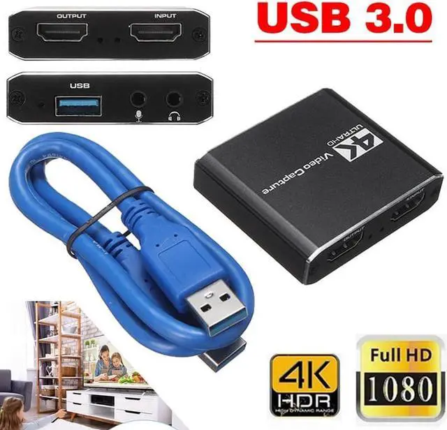 Main image of 4K Capture Card for Live Streaming, 1080P 60FPS Game Capture Card with USB & Microphone HDMI Loop-Out, Capture Card for Recording Compatible with Nintendo Switch, PS4, PS5, PC, Xbox One