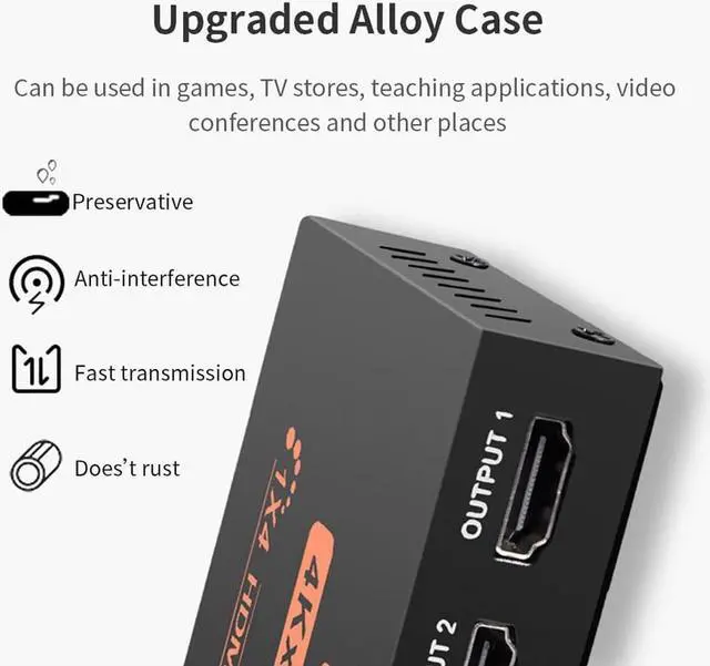 Alt view image 4 of 7 - 4K HDMI Splitter Adapter 4 Port Splitter, 1 In 4 Out HDMI Female To HDMI Female 1 To 4 Way For Xbox PS4 DVD HDTV PC Laptop
